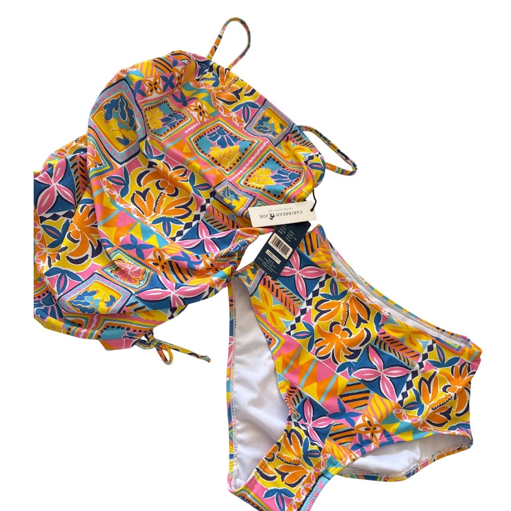 Caribbean Joe women's tankini‎ swimsuit colorful tropical palm print size S NWT